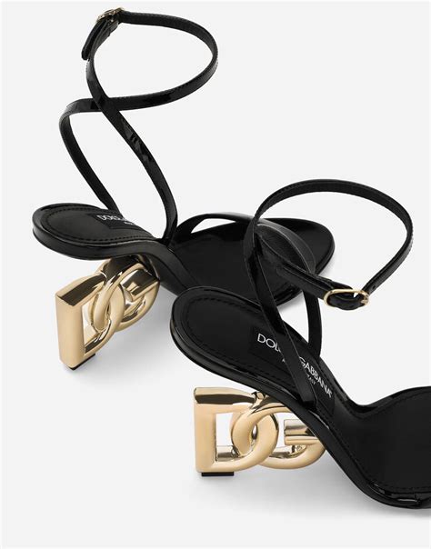 dép sandal dolce gabbana|Patent leather sandals in Black for Women .